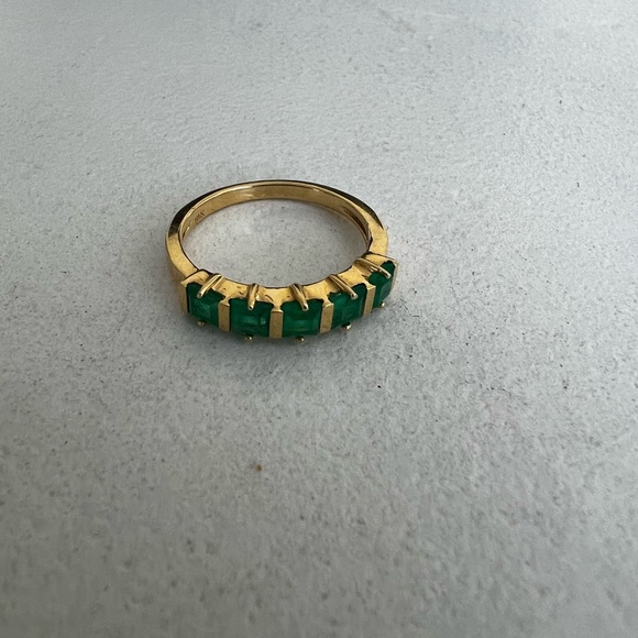 Emerald ring. HALF ETERNITY RINGE 18K YELLOW. - Picture 4 of 14